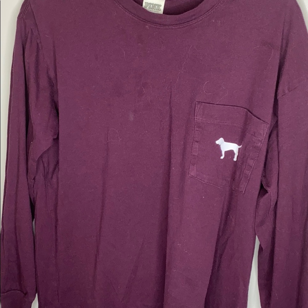 Burgundy long sleeve pink shirt